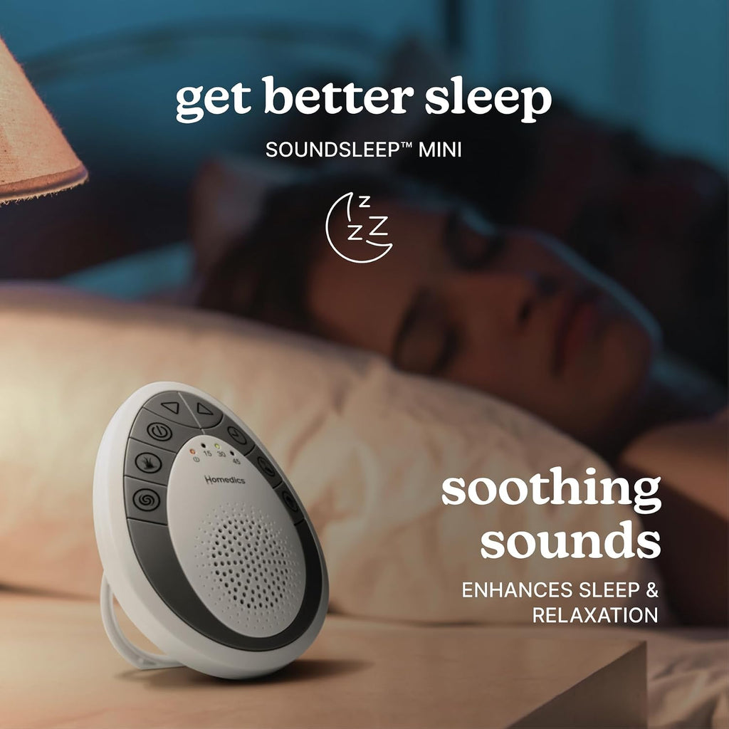Homedics White Noise Sound Machine, Small Travel Sound Machine with 4 Relaxing Nature Sounds, Portable Sound relaxation for Home, Office…