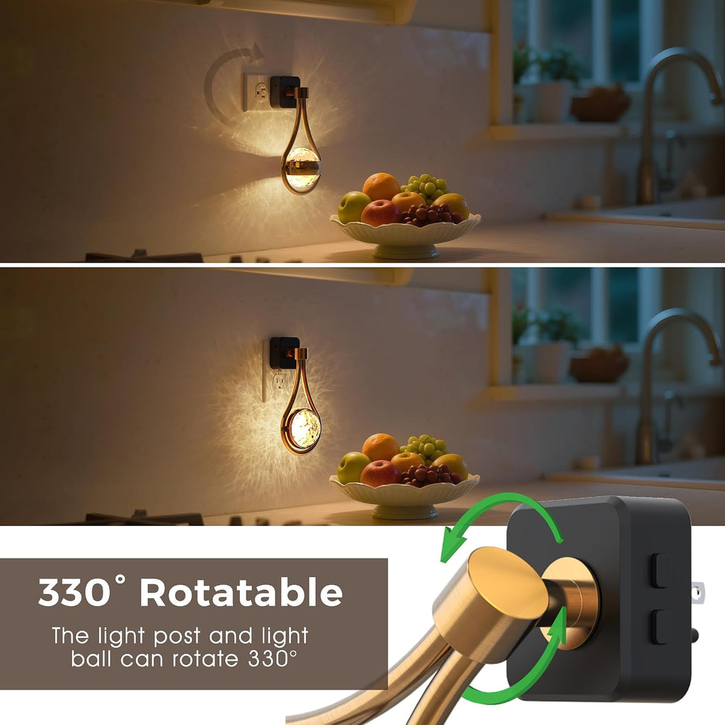 L LOHAS LED Night Lights Plug Into Wall: 2 Pack Star Projector RGB Night Light with 10 Color Change, Dusk to Dawn Sensor, 330°Rotating…