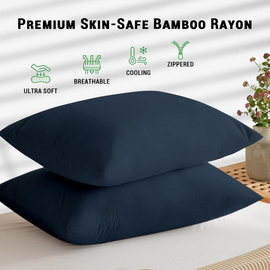 Gogreen Bamboo Rayon Waterproof Pillow Protector, Breathable Pillow Cover, Cooling Pillow Case Protector with Zipper, Super Soft Pillow Cas…