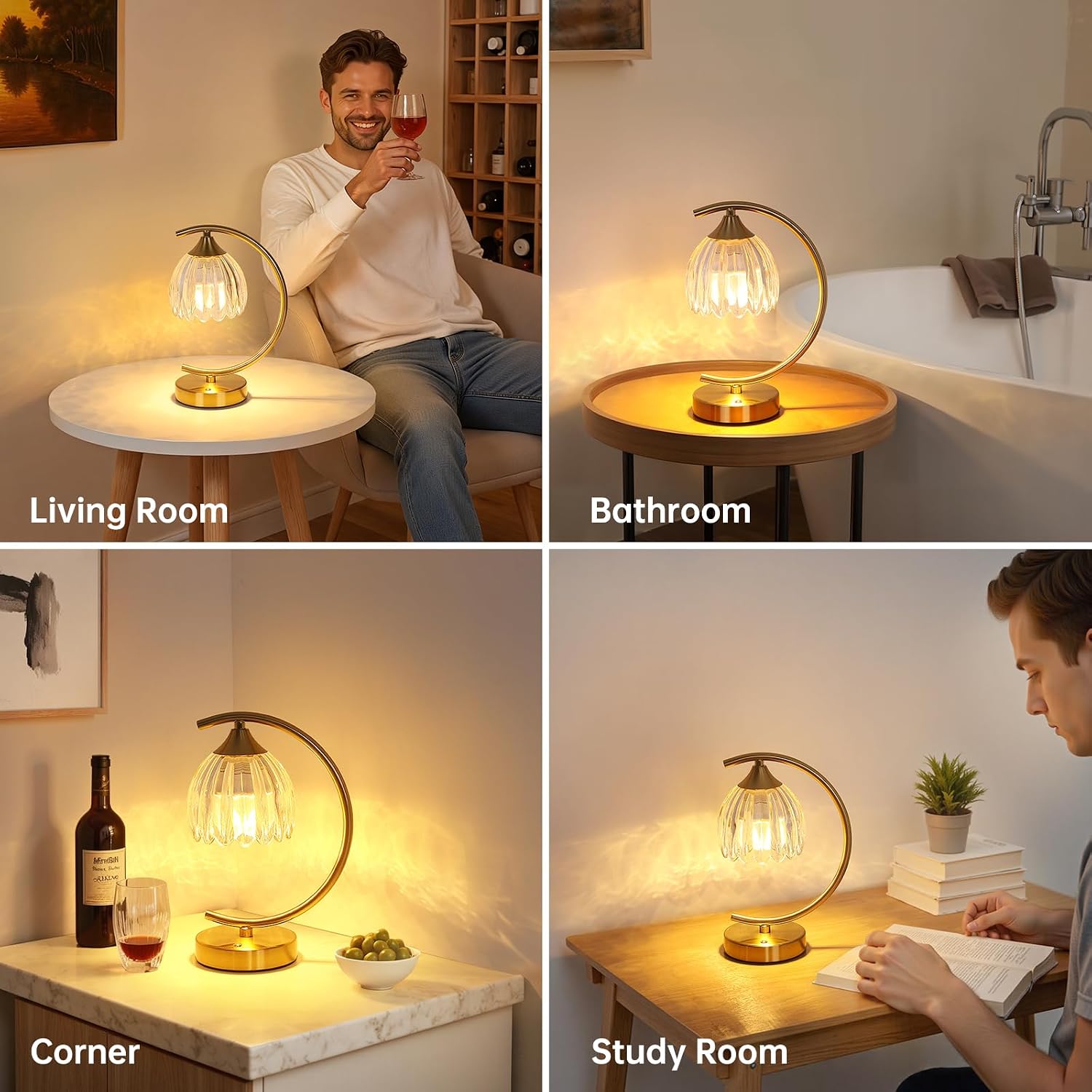 Shenmoyl Tulip Table Lamp, 5200mAh Cordless Touch Control Table Lamp with 3 Color Temps & Stepless Dimming, Rechargeable Battery Table…