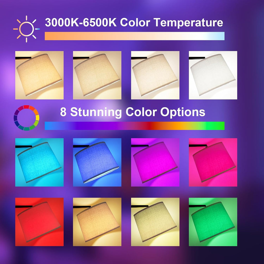 Ambimall RGB Floor Lamp - Remote Control, 8 Colors and 3000K-6500K Color Temperature, Fully Dimmable, Standing Lamp for Living Room with…