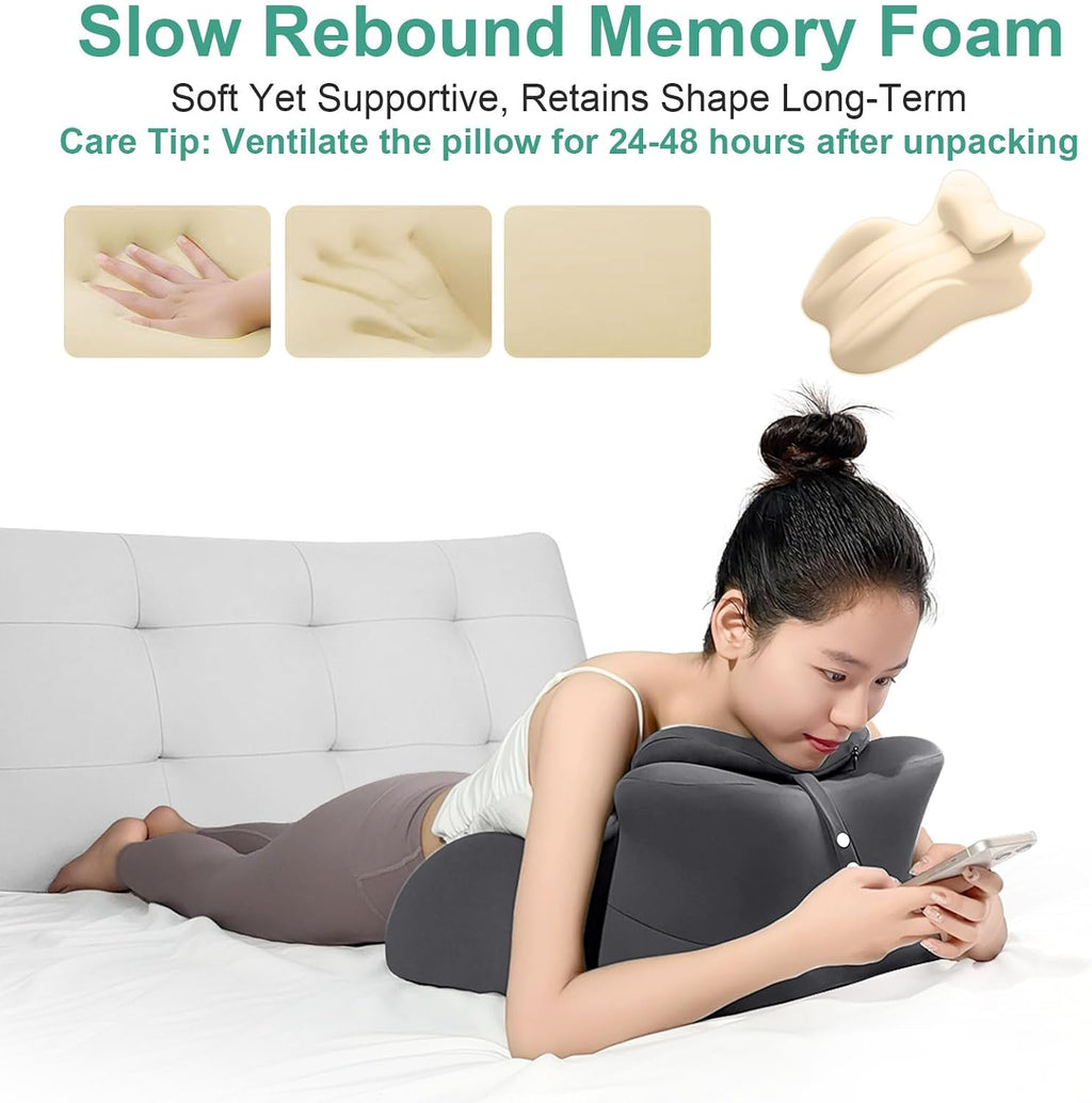Memory Foam Wedge Pillow, Prone Pillow for Headboard and Bed, Multifunctional Reading Pillow Ergonomic Support for Back Pain, Acid…