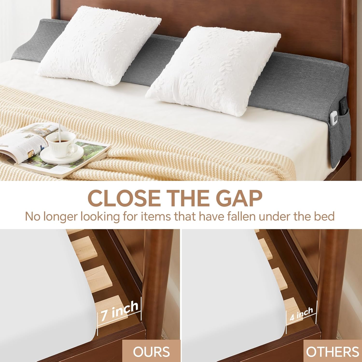 EUHAMS Twin Size Bed Wedge Pillow for Headboard Bed Gap Filller/Mattress Gap Filler (0-7") - Wedge Pillow Headboard Triangle Foam Pillows…
