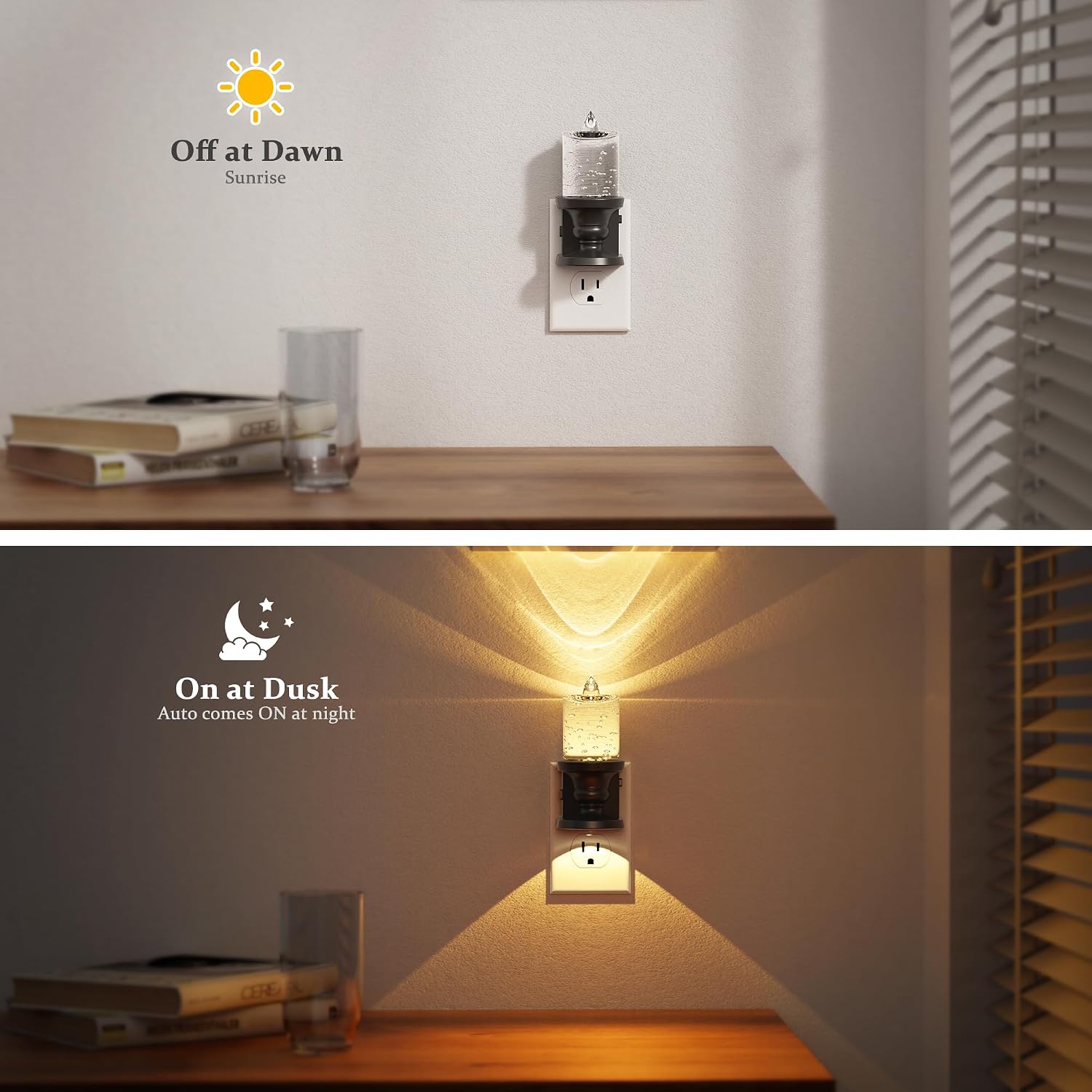 JandCase Night Light, Candle Night Lights Plug into Wall, Flameless Flickering Candle Nightlight, 0-100LM Dimmable LED Nightlights, Dusk…