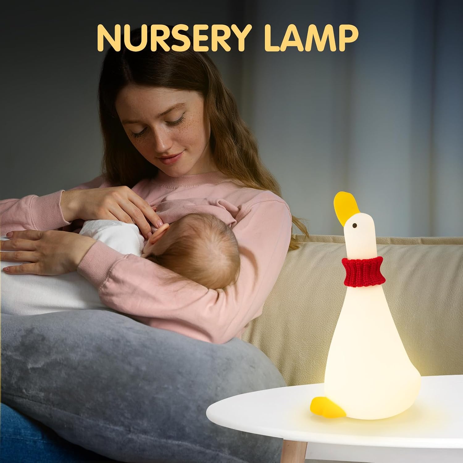 Gefaxi Duck Night Light Silicone Cute Dorm Bedroom Home Decor Night Light for Breastfeeding Squishy Duck Nightlight Cordless Rechargeable D…