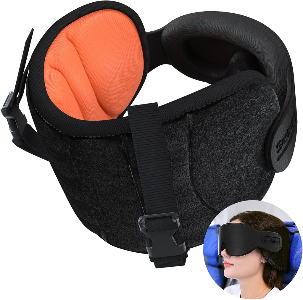 SARISUN Travel Pillows for Airplanes, Airplane Pillow for Long Flight, Airplane Head Strap with Eye Mask for Sleep, Travel Neck Pillow…