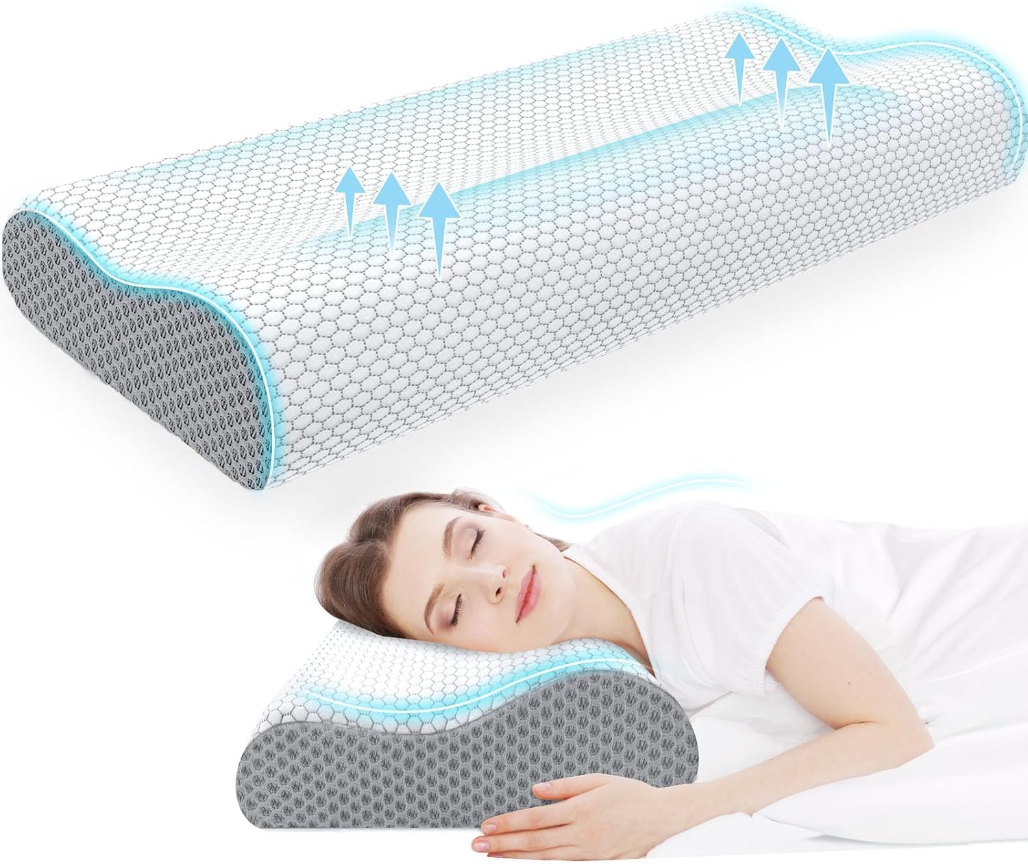 CloudBliss Memory Foam Pillow, Ergonomic Neck Contour Cervical Pillow for Back and Shoulder Pain, Orthopedic Pillow for Neck, for Sleeping…