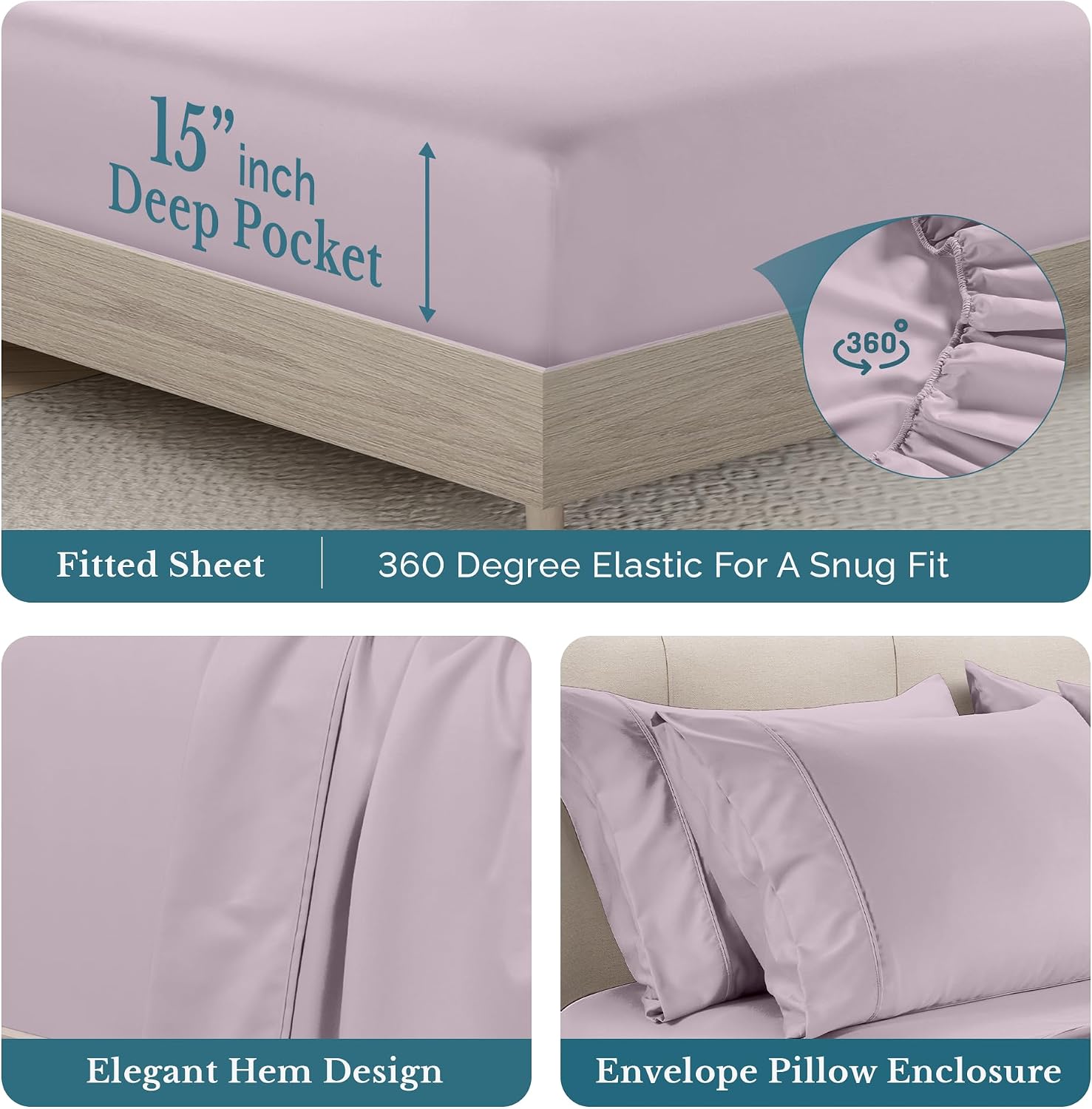 Casa Platino Queen Bed Sheets, 6 Piece 100% Cotton Set, 500 Thread Count Sateen Sheets for Queen Size Bed, Silky Smooth and Breathable…