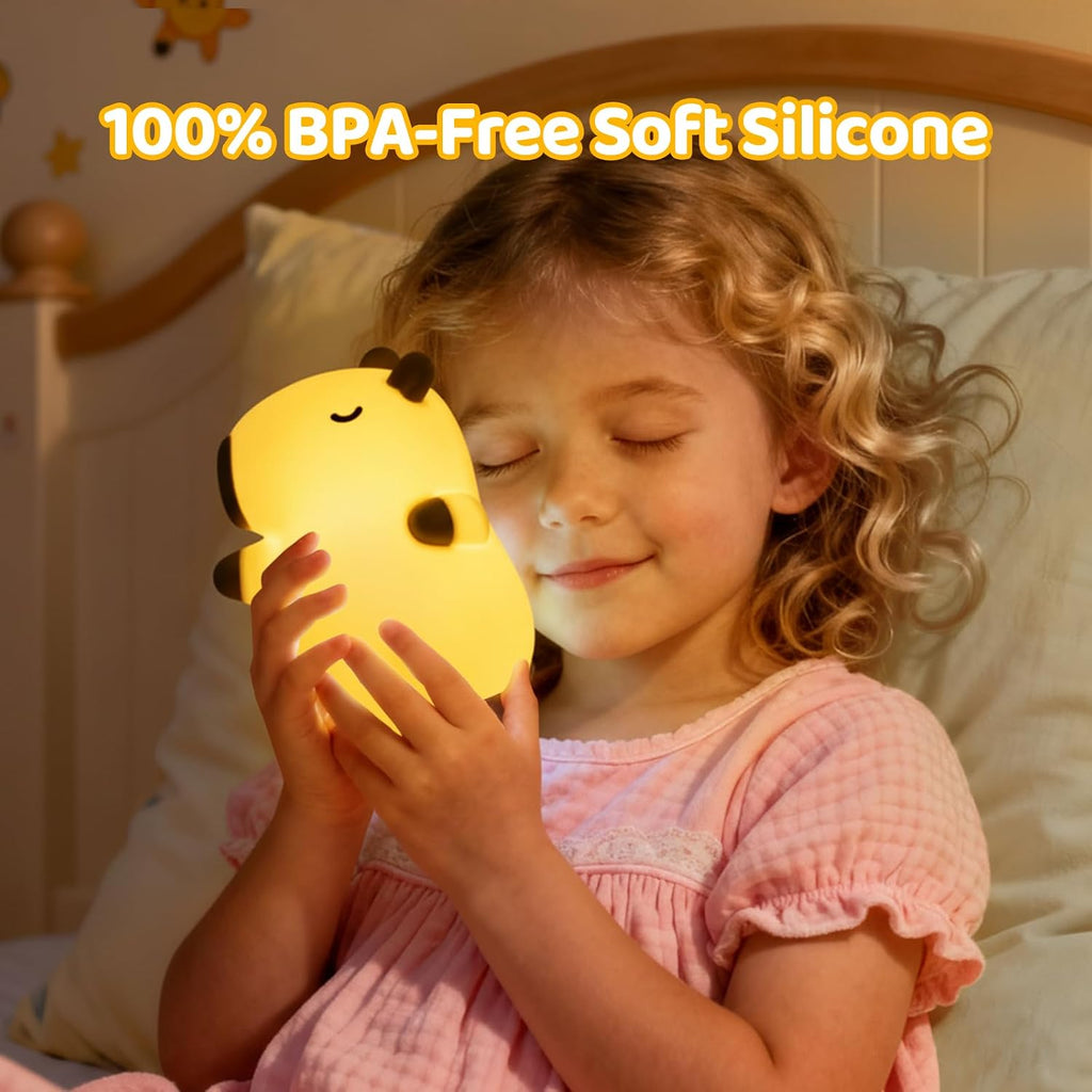 Mewaii Snoring Sound Capybara Night Light for Kids -Silicone Breathing Capybara Gifts Lamp with 3-Level Dimming, Cute Light Rechargeable…