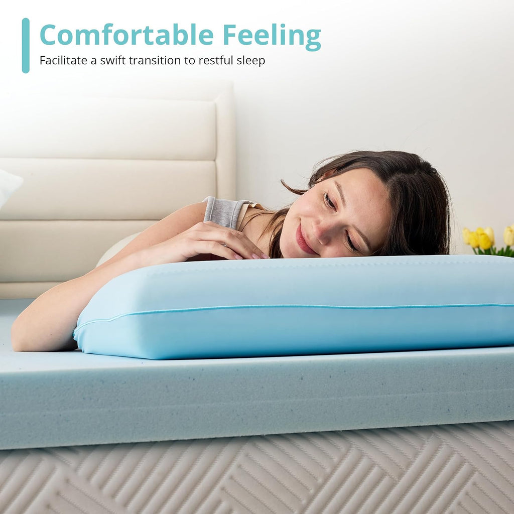 Gelsea Cooling Gel Memory Foam Pillow - Reversible Design, Neck Support for Side, Back, Stomach Sleepers, Standard Size, Removable & Machin…