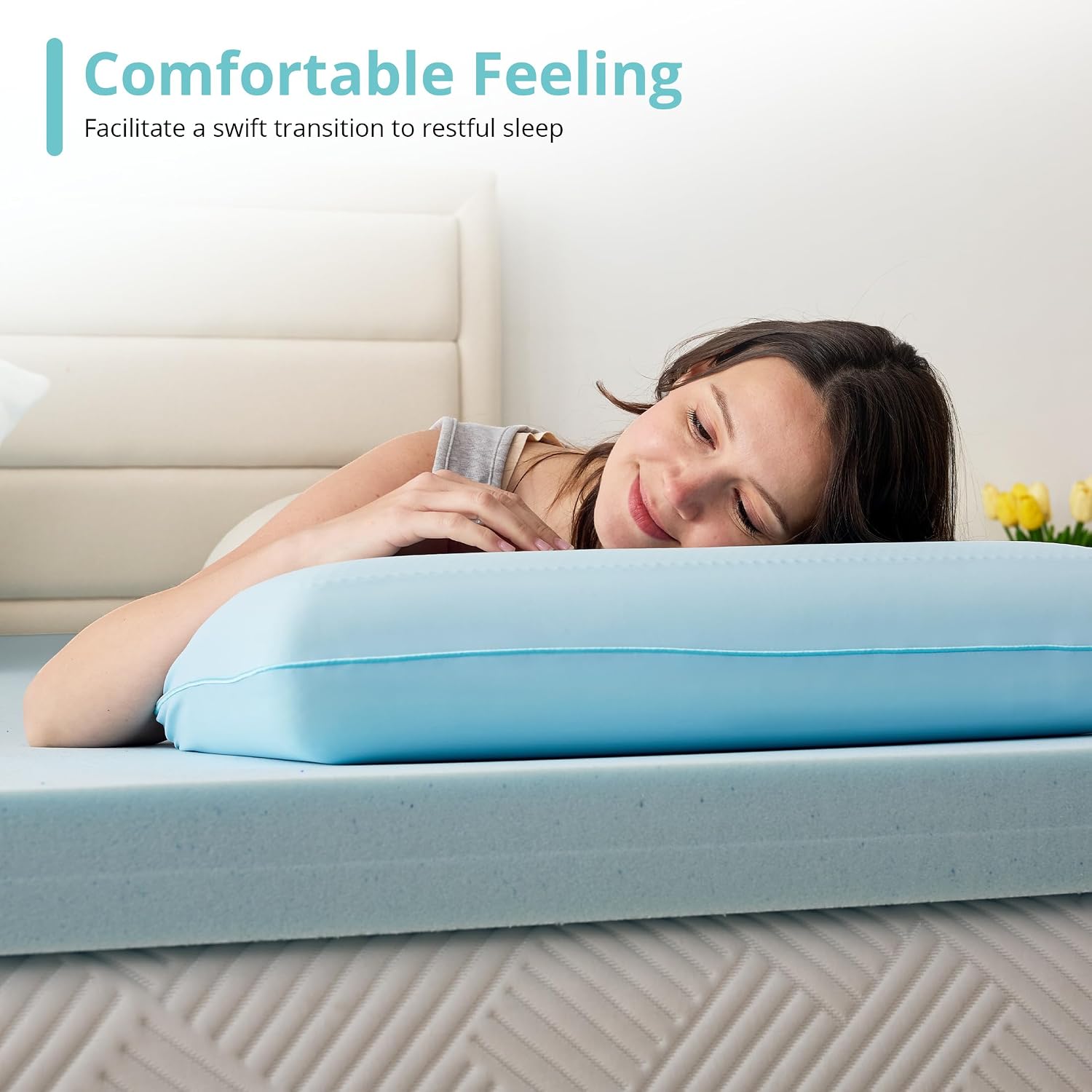 Gelsea Cooling Gel Memory Foam Pillow - Reversible Design, Neck Support for Side, Back, Stomach Sleepers, Standard Size, Removable & Machin…