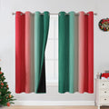 Estelartextiler Estelar Textiler Red and Green Blackout Curtains for Christmas Room, Full Room Darkening Grommet Ombre Curtains for Bedroom…