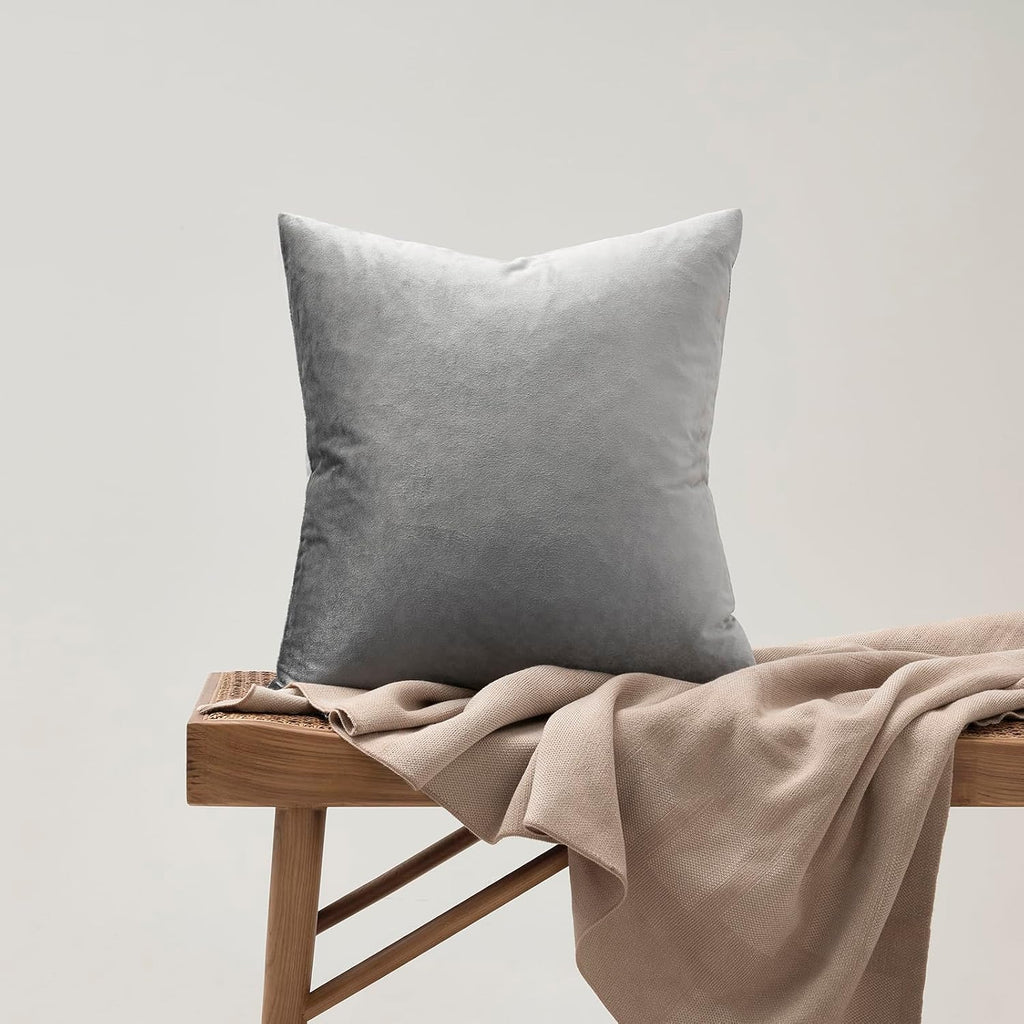 GIGIZAZAFocusingonhomedecoration GIGIZAZA 16x16 Velvet Small Pillow Covers, Set of 2 Dark Grey Throw Pillows Modern Covers for Living Room D…