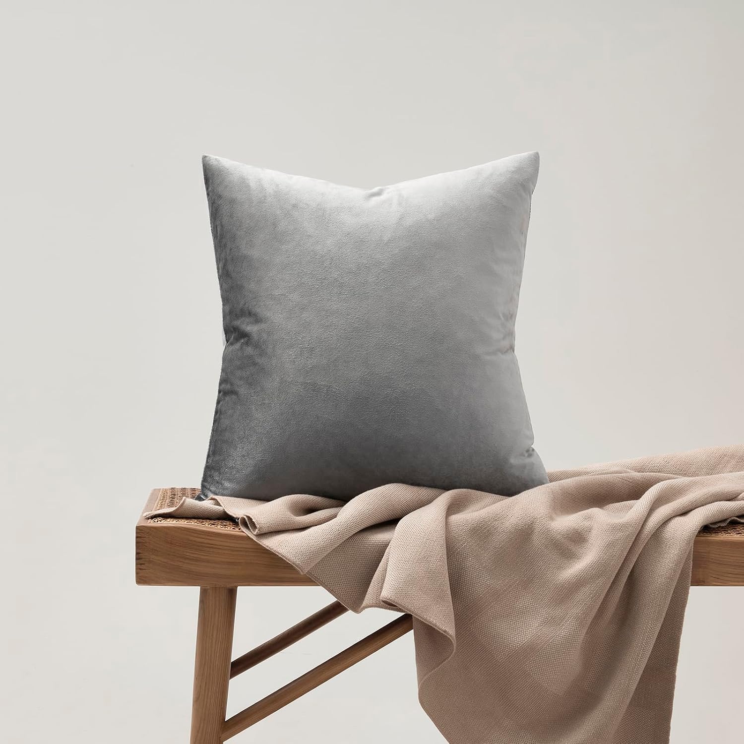 GIGIZAZAFocusingonhomedecoration GIGIZAZA 16x16 Velvet Small Pillow Covers, Set of 2 Dark Grey Throw Pillows Modern Covers for Living Room D…
