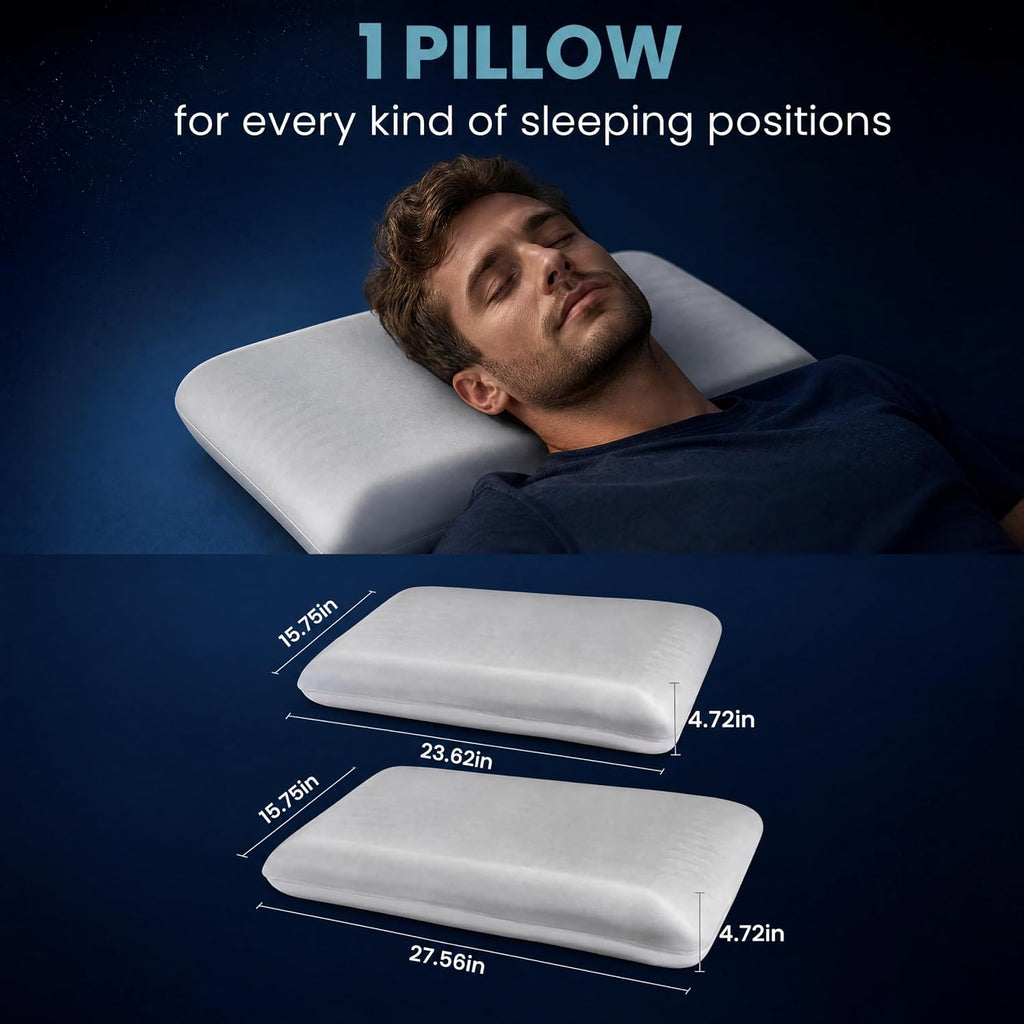 Wave Silicone Pillow for Sleeping, Cooling Ergonomic Neck Support Pillow with High Resilience Medium Firm Support, Breathable Washable…