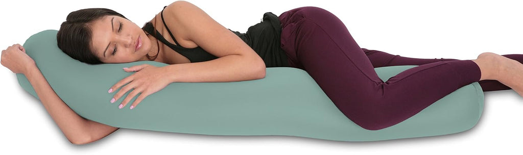 Deluxe Comfort Microbead Body Pillow (47" x 7") - Mooshi Squishy Soft - Prenatal Pregnancy Pillow - Full-Body Side Sleeper - Body Pillow…