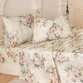 Softtouchsweetdreams Silky Floral Bed Sheets Full Size Cream 100% Cotton Blush Pink Rose Printed Sheet Set, Satin Weave Cooling Sheets for…
