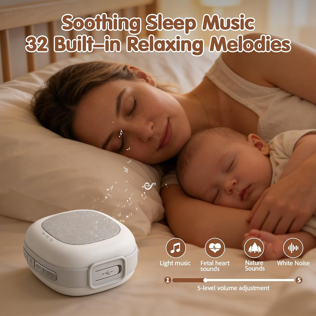 Gemmac Portable White Noise Sound Machine with Mood Lighting 7 Color Night Light 32 Soothing Sounds, Timer, Memory Function Adjustable Volu…