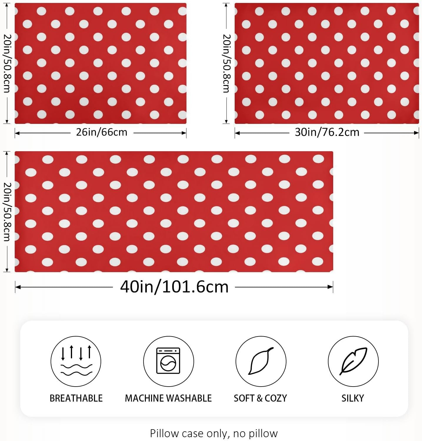 Red Polka Dot Plaid Print Pillow Covers Silk Pillowcase for Hair and Skin Cooling Breathable Soft Satin Pillowcase King Size Pillow Case…