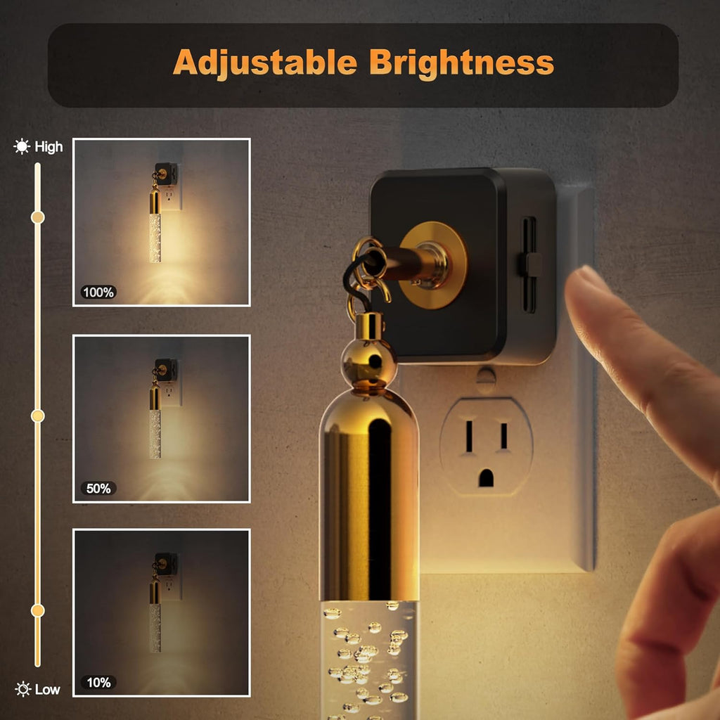 JandCase Night Lights Plug into Wall, 3000K Soft Light LED NightLights, 0-100LM Adjustable Brightness, Bubble Plug in Night Light with…
