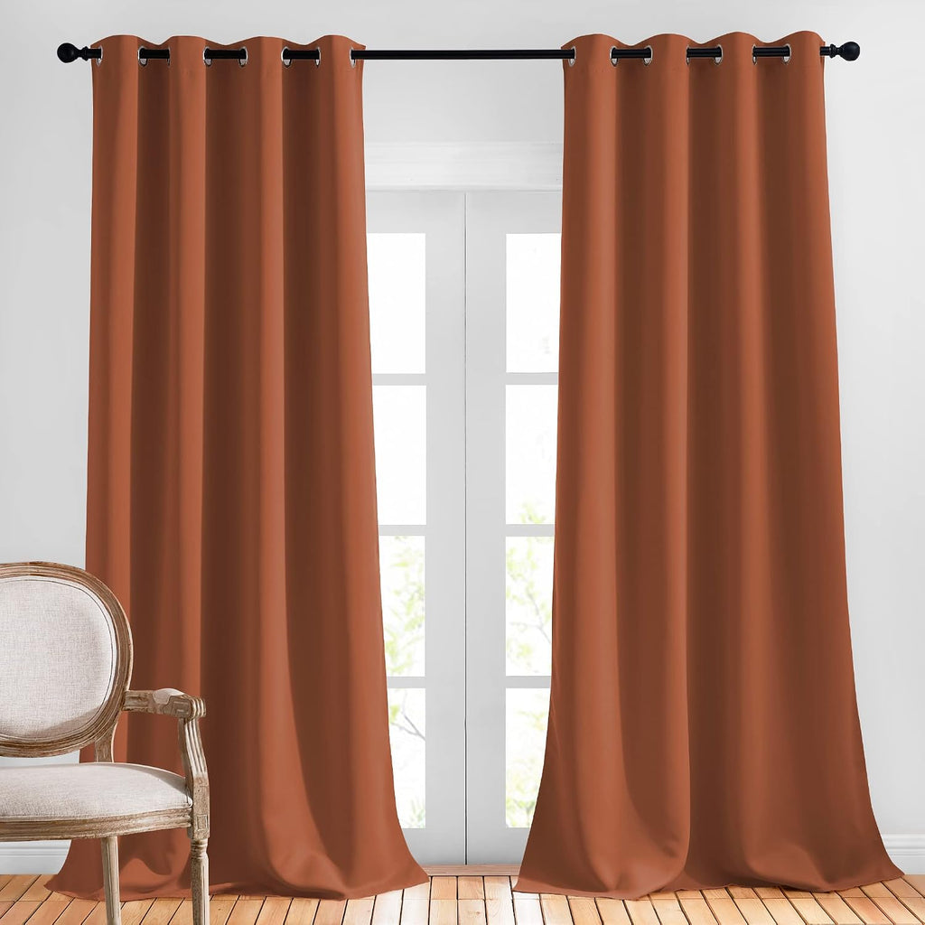 Nicetown Light Blocking Curtains Extra Long 120" - Grommet Room Darkening Thermal Insulated Solid Window Drapes for Bedroom/Living Room, Bu…