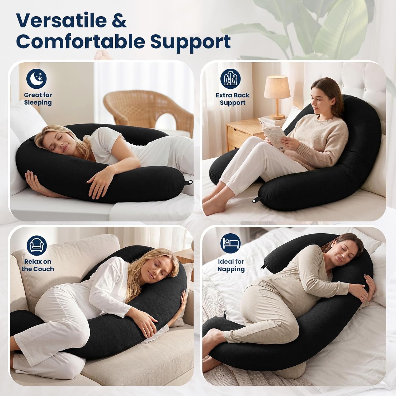 TranquilRelax TranquilRelax C Shaped Body Pillow for Side Sleepers, Memory Foam Long Pillow for Leg, Hip & Back Support, Soft Washab…