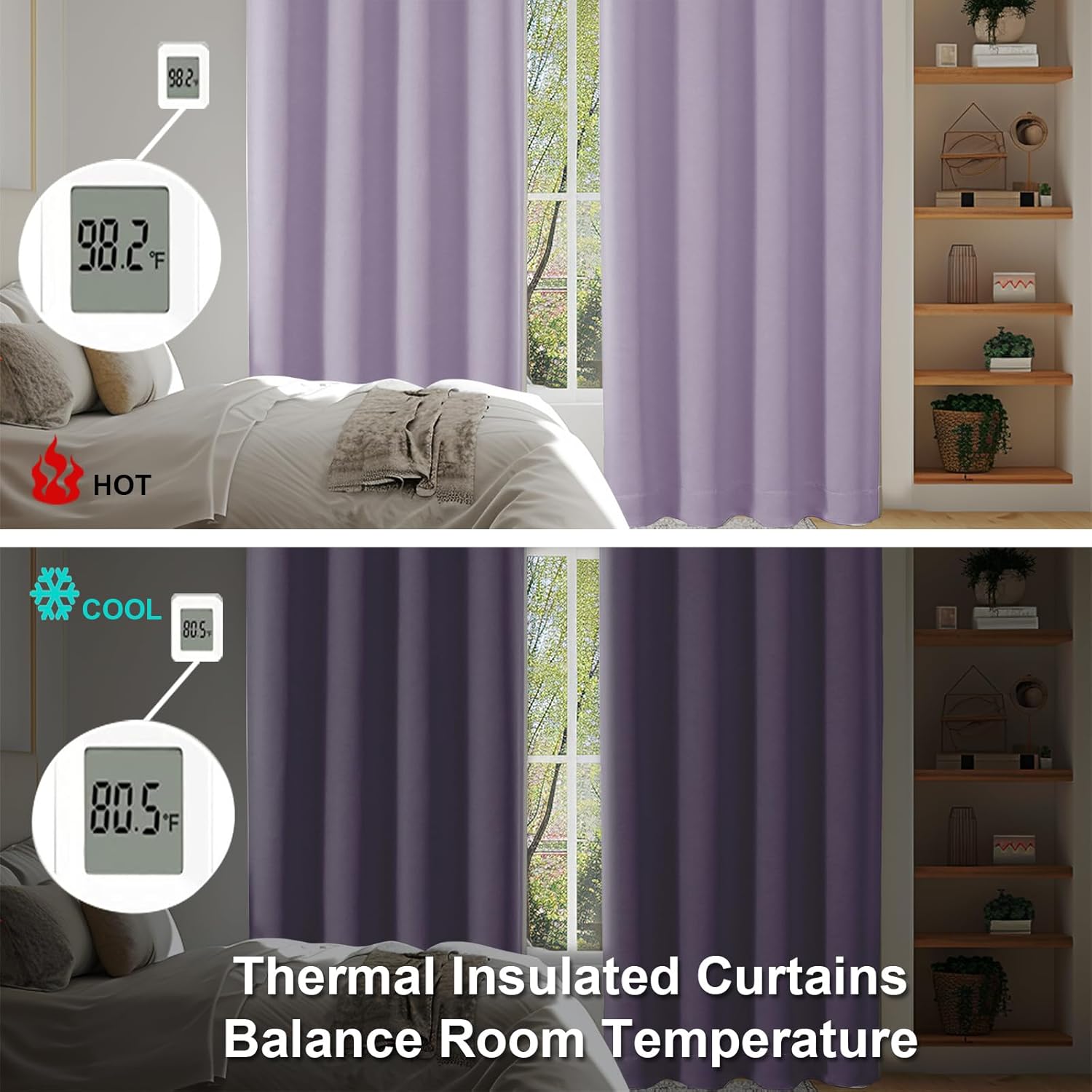 Simplebrand Ava Lilac Blackout Curtains for Bedroom, 78 Inch Length, 2 Panels Set, Privacy Thermal Insulated Rod Pocket Window Curtains for…