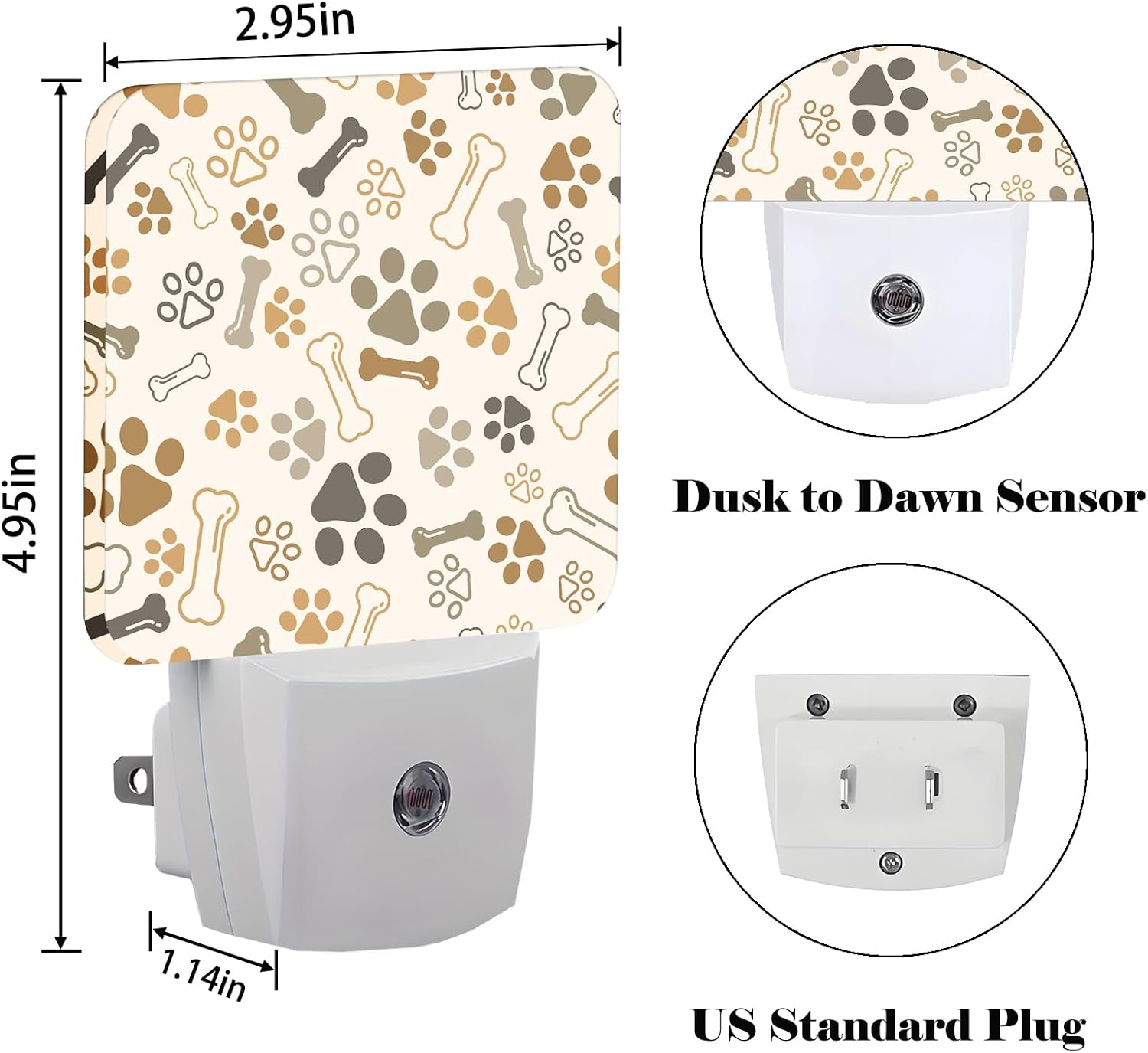 Dog Paw Night Light, Plug-in Nightlights Auto Sensor Night Lamp Dusk to Dawn Lamp Home Decor for Nursery Children Girls Boys