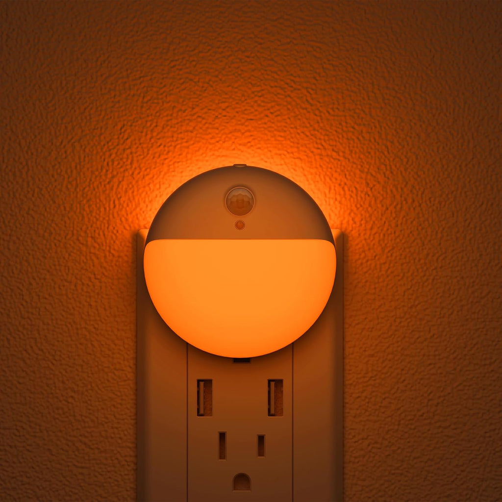 YUNLEX 2 Pack Plug in Sleep Night Light with Motion Sensor and Dusk to Dawn Sensor, 3 Modes, Soft Glow, Stepless Dimming, LED Lights for…