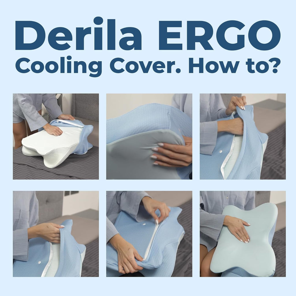 Derila Ergo Pillowcase Cervical Neck Pillow for Sleeping Pillow Case Contour Memory Foam Pillows for Back, Side Sleeper (Pillowcase…