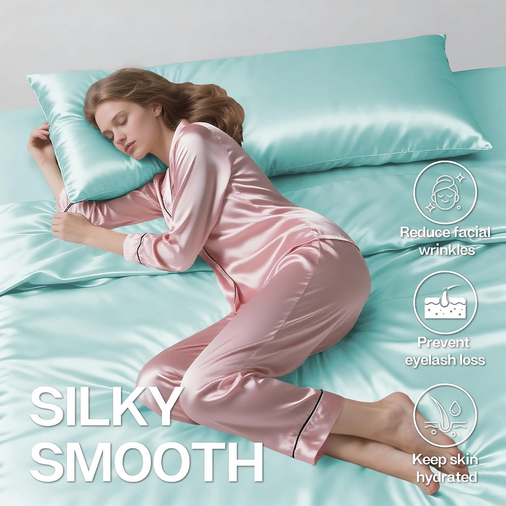 MR&HM Satin Body Pillow Cover, Soft and Breathable Body Pillow Case with Envelope Closure, Cooling and Silky Long Pillowcase for Hair and…