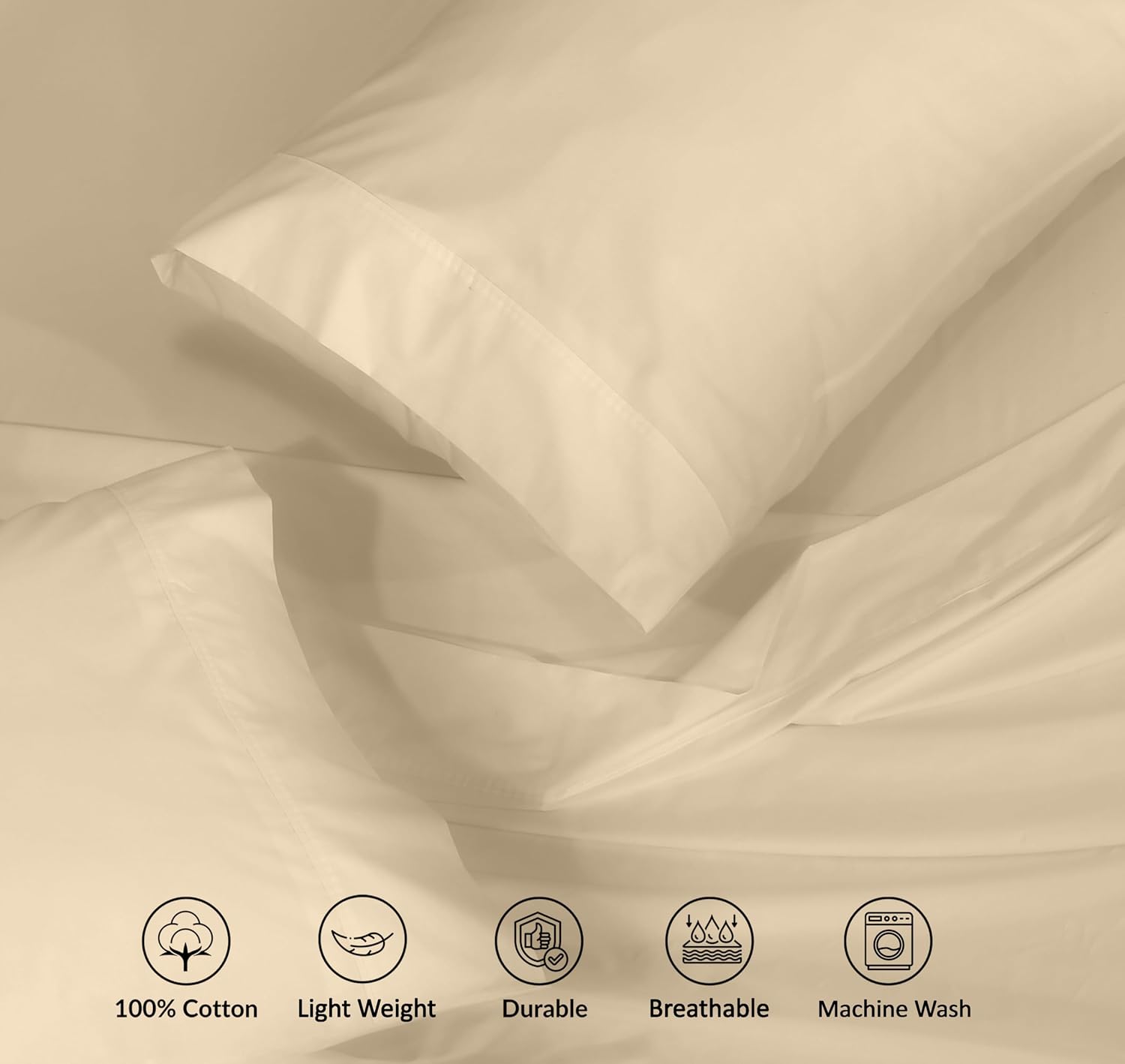Ruvanti 100% Cotton Percale Sheets Queen Size – Crisp Cooling Bed Sheets for Hot Sleepers, Deep Pocket 16”, Soft Breathable & Durable Hotel…