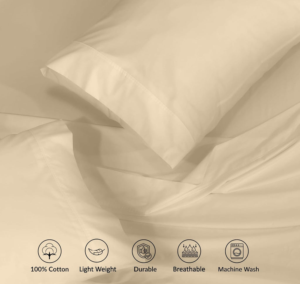 Ruvanti 100% Cotton Percale Sheets California King Size – Crisp Cooling Bed Sheets for Hot Sleepers, Deep Pocket 14”, Soft Breathable & Dur…