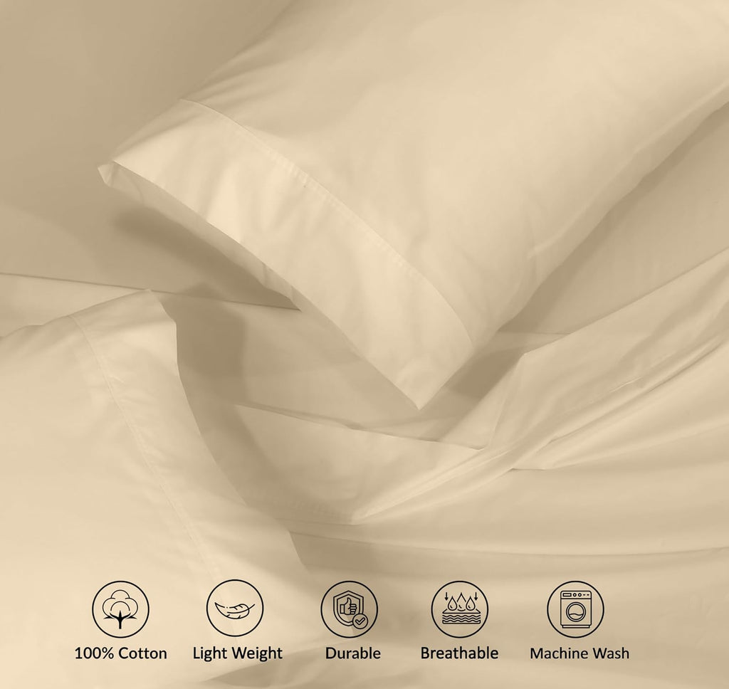 Ruvanti 100% Cotton Percale Sheets King Size – Crisp Cooling Bed Sheets for Hot Sleepers, Deep Pocket 16”, Soft Breathable & Durable Hotel-…