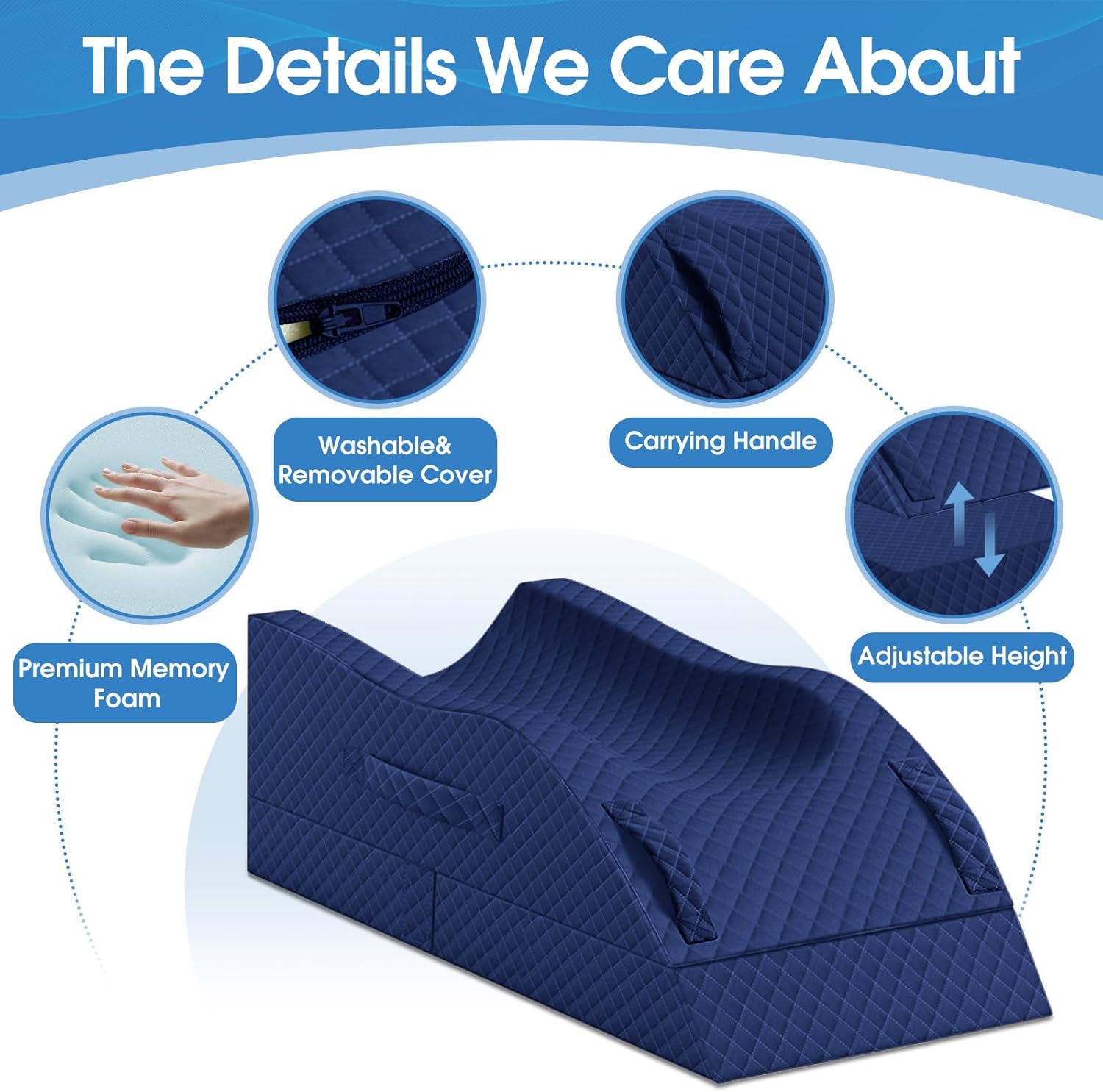 TranquilRelax TranquilRelax Elevation Pillows for Leg After Surgery, Memory Foam Adjustable Wedge Pillow for Injury or Rest, Ankle P…