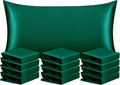 Ntbay 12 Pack Satin King Pillowcases for Hair and Skin, Luxurious and Silky Pillow Cases with Envelope Closure, 20 x 36 Inches, Dark Green…