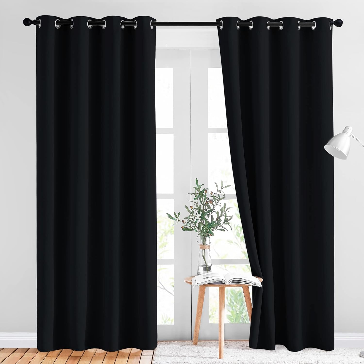 Nicetown Black Out Curtains for Bedroom 84 inches Long - Light Reducing Thermal Insulated Solid Grommet Curtains/Panels/Drapes for Living R…