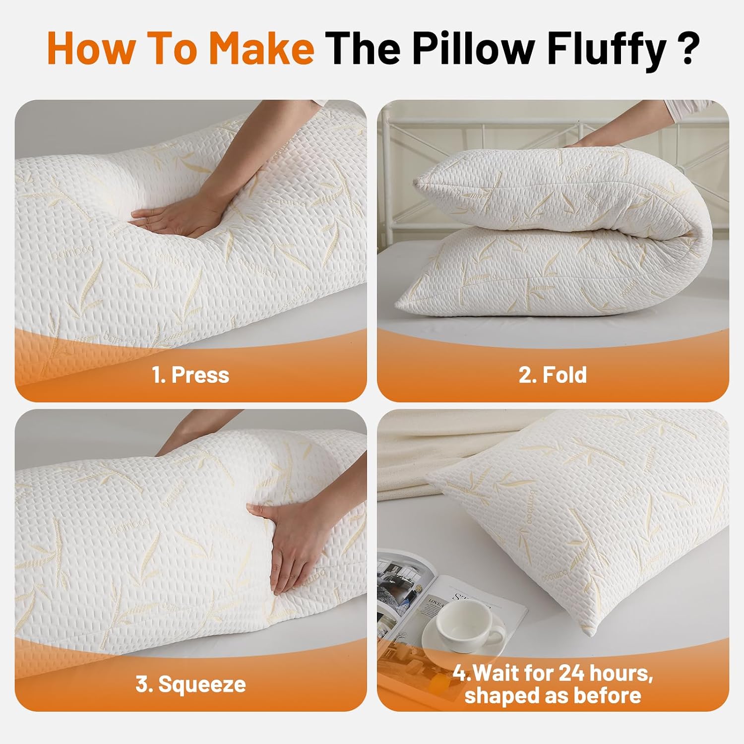 Primesoft Full Body Pillow with Removable Pillowcase for Adults,(Memory Foam Filling)(Long Pillow for Side Sleepers) (Fluffy and…