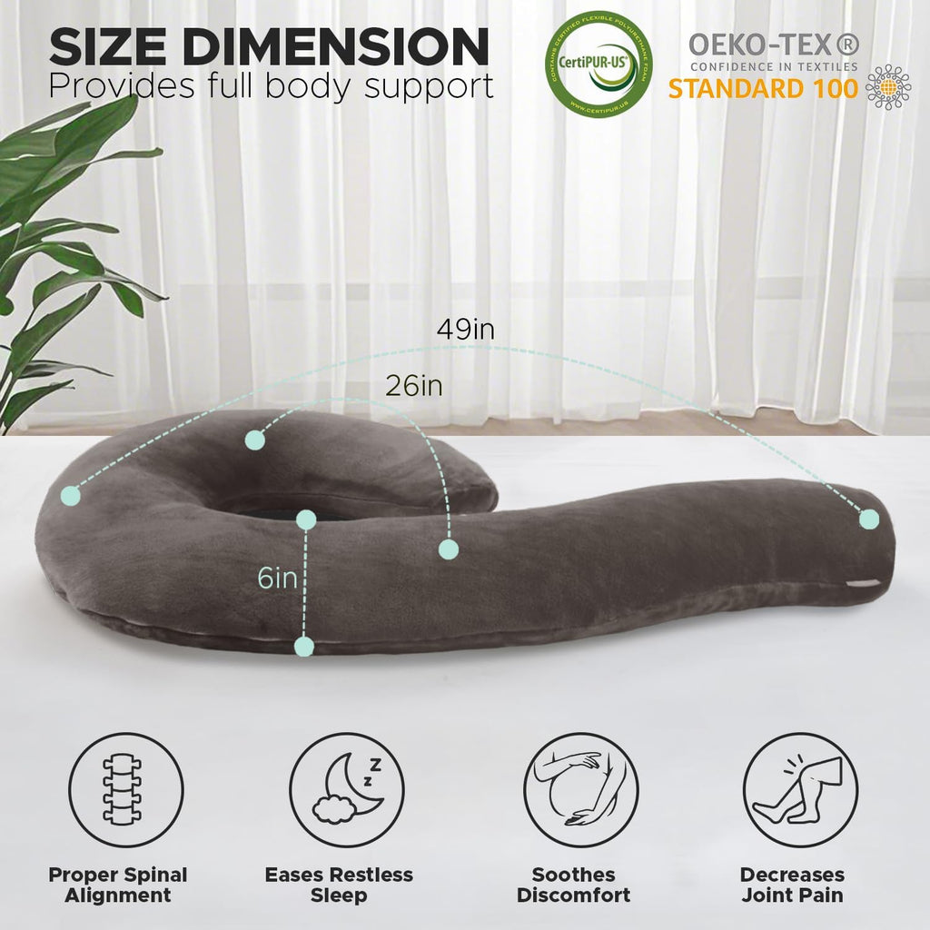SchnauzerHome SCHNAUZER HOME Body Pillow for Adults - Soft Long Bed Pillows Insert for Sleeping - Shredded Memory Foam and Removable Washab…
