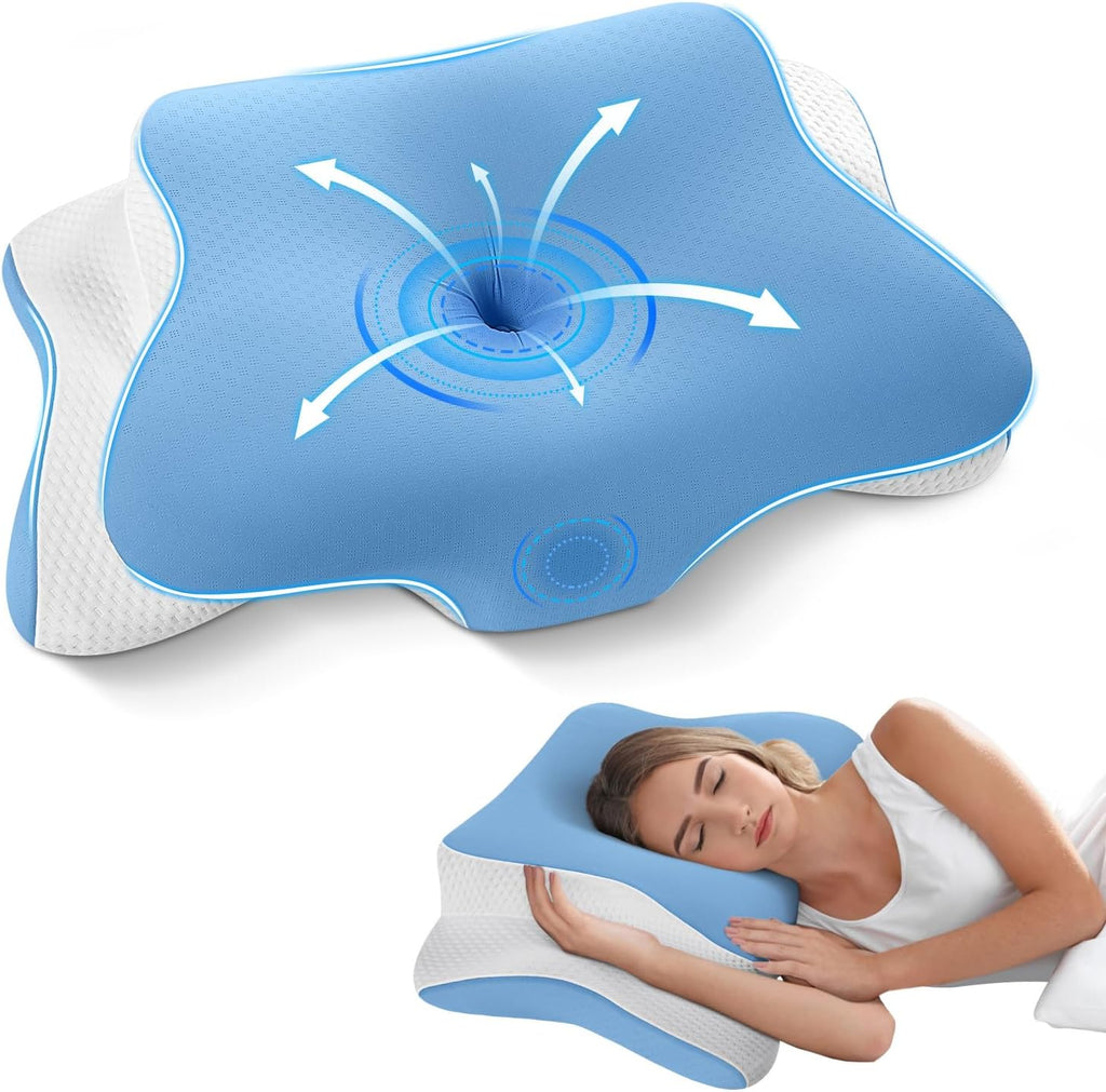 A-Pce Cervical Neck Pillow for Neck and Shoulder, Odorless Memory Foam Pillows & Soft Silk Cover, Ergonomic Orthopedic Neck Support…