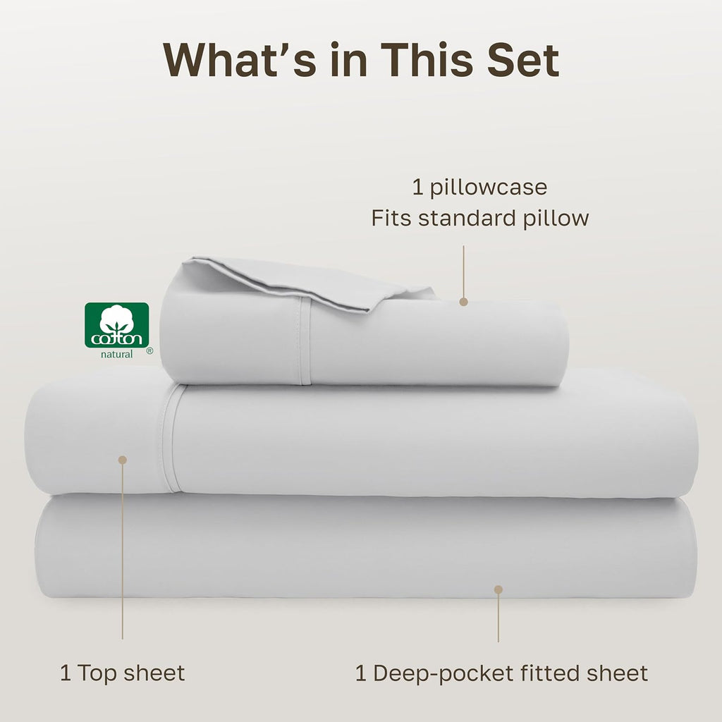 CaliforniaDesignDen California Design Den Soft 100% Cotton Twin XL Bed Sheets Set, 400 Thread Count Good Housekeeping Award Winner, Silky S…