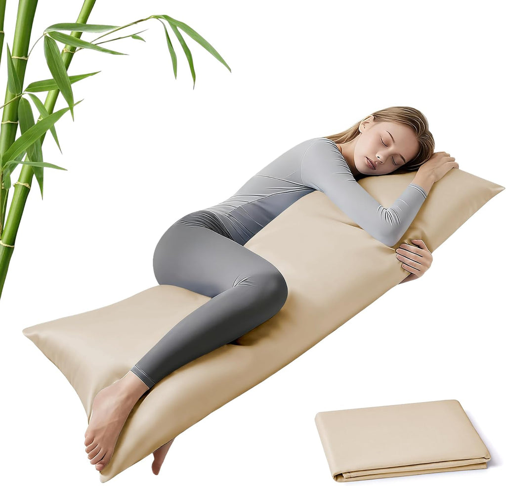MR&HM Cooling Body Pillow Case 20"x54", Body Pillow Cover for Hot Sleepers, Breathable & Moisture Wicking, Silky Soft Envelope Long Pi…