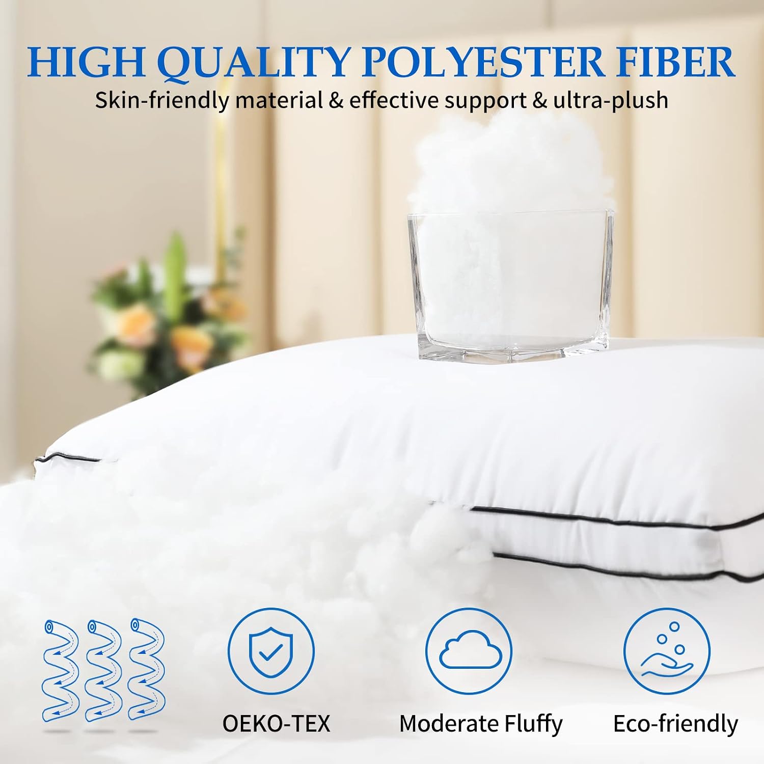 DolceLuna Pillows Queen Size Set of 2, Bed Pillows for Sleeping 2 Pack, Queen Pillows Down Alternative Hotel Luxury Pillow for Side and Bac…