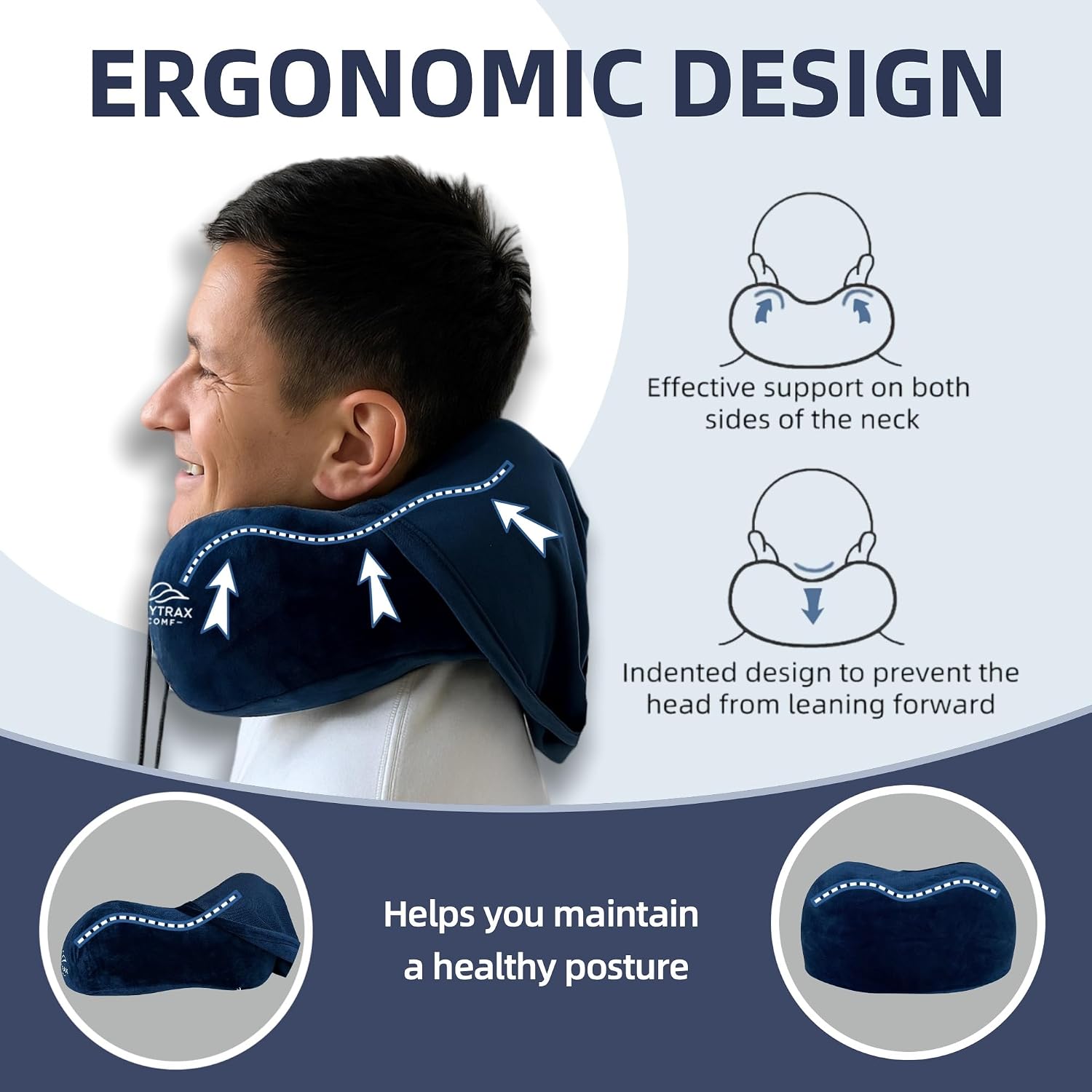 Travel Pillow with Extra Large Hood for Airplane Long Flights Privacy and Comfort Memory Foam with Velvet Cover for Road Trip Head&Neck…