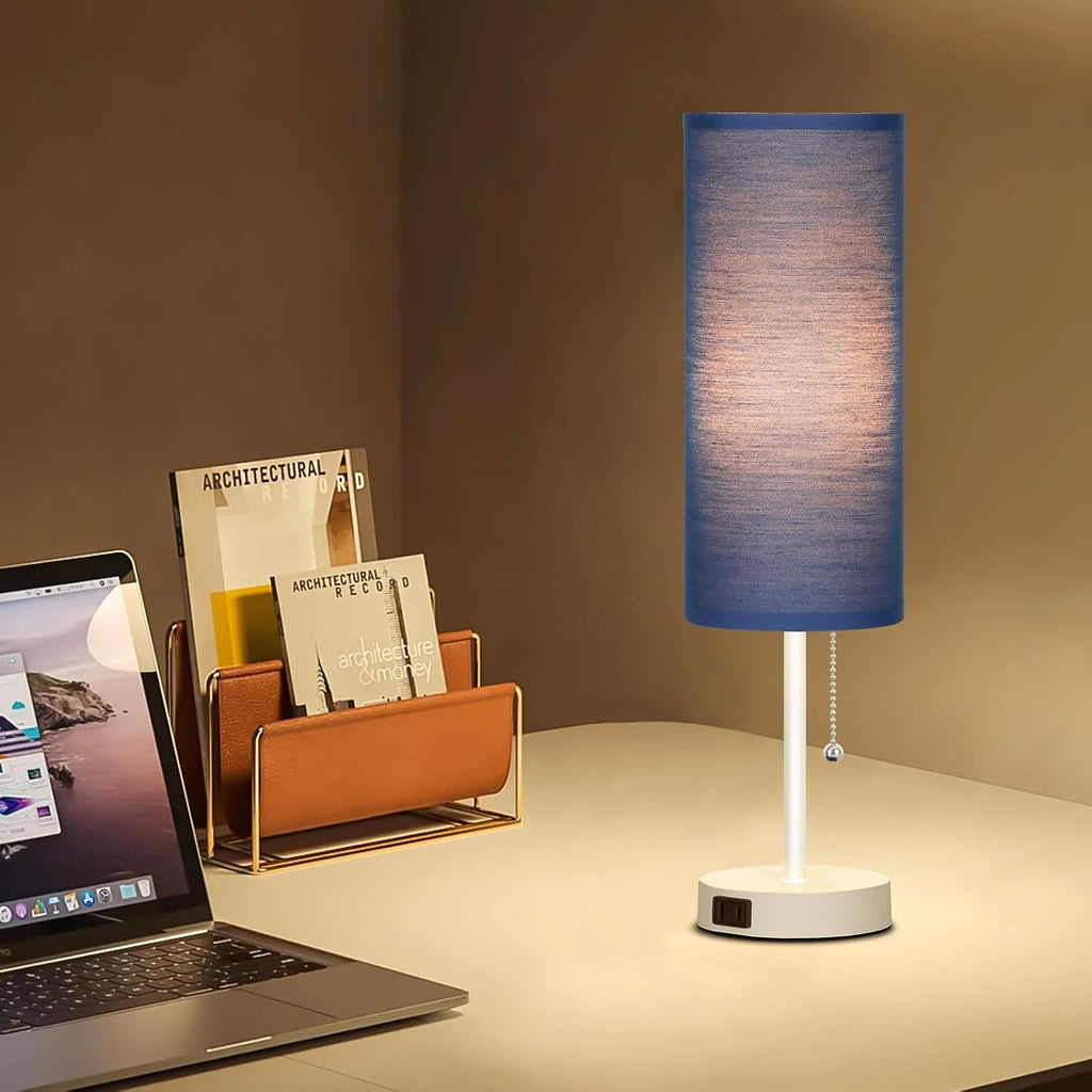 Dott Arts 18" Table Lamp for Bedroom, 3-Color Bedside Lamps with Pull Chain, Bedroom Table Lamps for Nightstand, AC Outlet Small Lamp for…