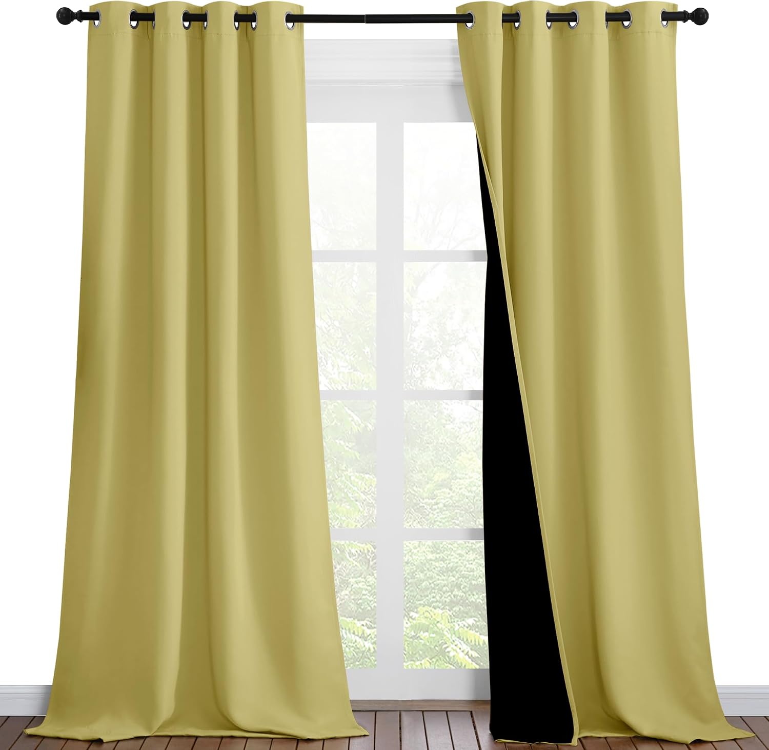 Nicetown 100% Blackout Blinds, Set of 2, 46 inches x 102 inches, Laundry Room Decor Window Treatment Curtains for Large Patio Sliding Door,…