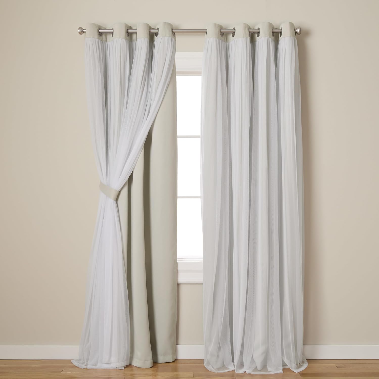 TOWN & COUNTRY LUXE Talia Double Layer Indoor Curtains, Sheer and Room Darkening Blackout, Grommet Top, Energy Efficient, 2-Pack Set…