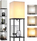 SUNMORY 5 Tier Floor Lamp with Shelves, Modern Square Standing Lamp with 3 Color Temperature Bulb, Corner Display Bookshelf Lamp for…
