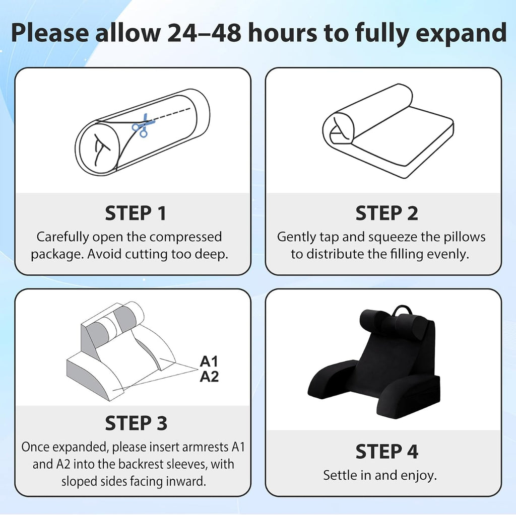 Velorose Reading Pillow for Sitting in Bed Adult, Back Pillow for Bed Sitting up, Backrest Pillow with Arms, Back Support Pillows for Gamin…