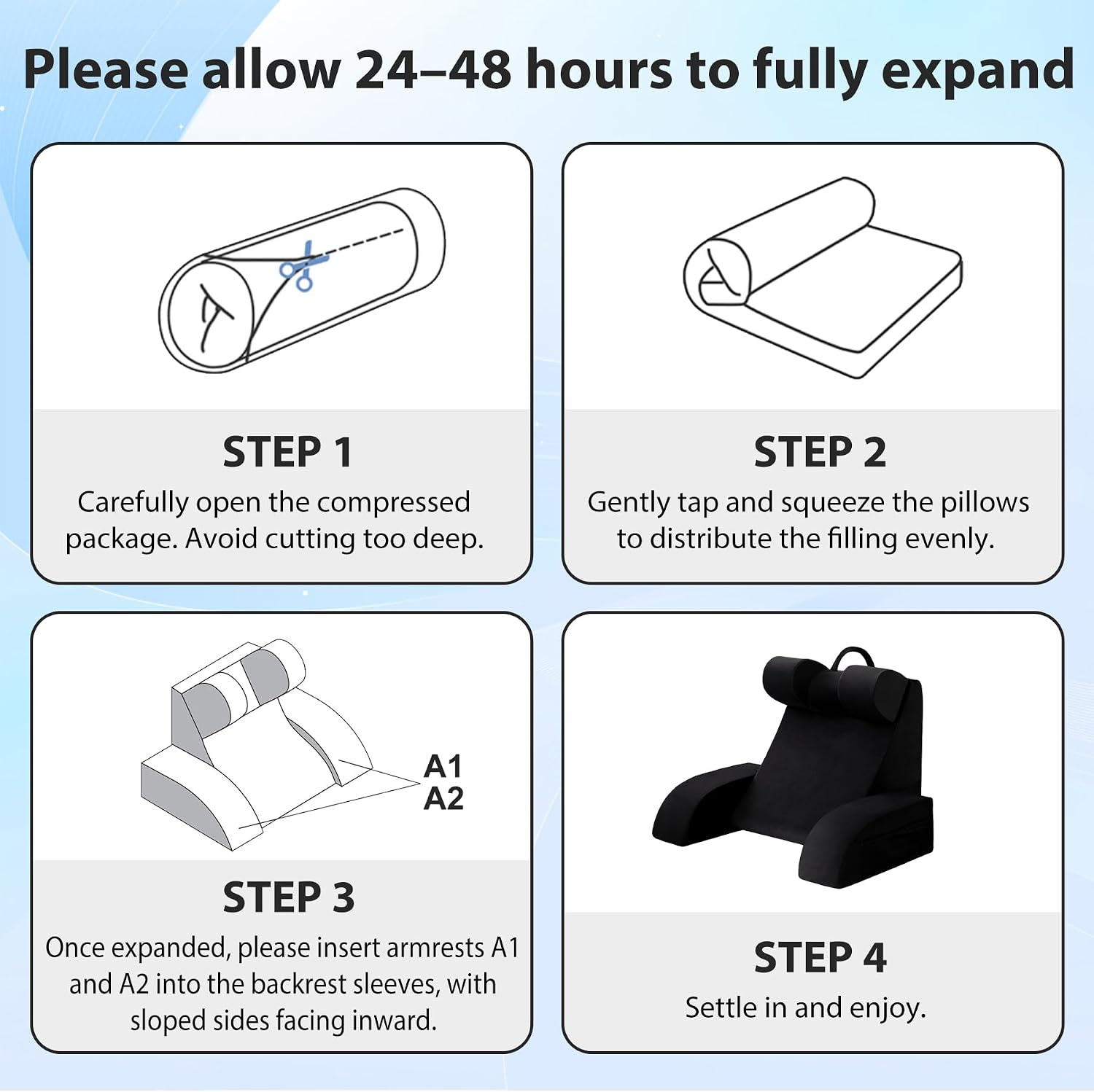 Velorose Reading Pillow for Sitting in Bed Adult, Back Pillow for Bed Sitting up, Backrest Pillow with Arms, Back Support Pillows for Gamin…